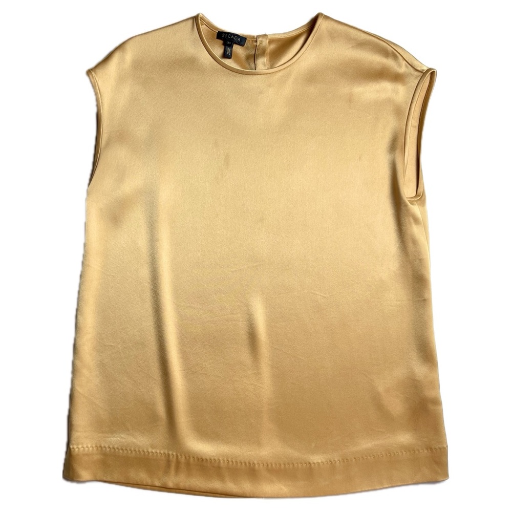 Escada Gold Satin Tunic Sleeveless Women’s Size Medium